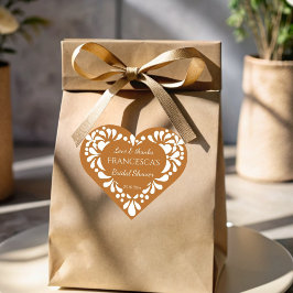 Pegatina En Forma De Corazón ducha de novia de talavera mexicana terracota