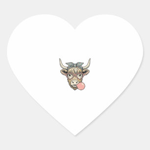 Pegatina En Forma De Corazón Dulce diseño vectorial vintage de chicle de vaca d