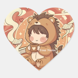 Pegatina En Forma De Corazón Dulce Erizo Corazón Pegatina con Forma de Corazón