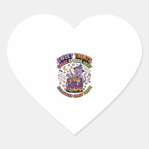 Pegatina En Forma De Corazón Dulces de Halloween Caldero Golosinas Espeluznante
