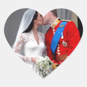 Pegatina En Forma De Corazón Duque y duquesa del Boda Real de Cambridge