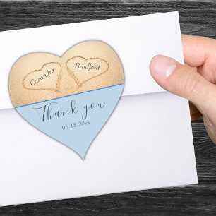Pegatina En Forma De Corazón Dusty Blue Beach 2 Heart Sand Boda Gracias