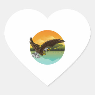 Pegatina En Forma De Corazón Eagle Falcon Bird Swooping Hawk Buzzard Raptor