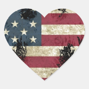 Pegatina En Forma De Corazón EE.UU./EE.UU., bandera de SAD sobre fondo negro