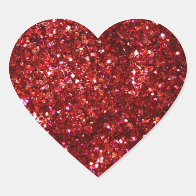 Pegatina En Forma De Corazón Efecto Purpurina rojo (Anverso)
