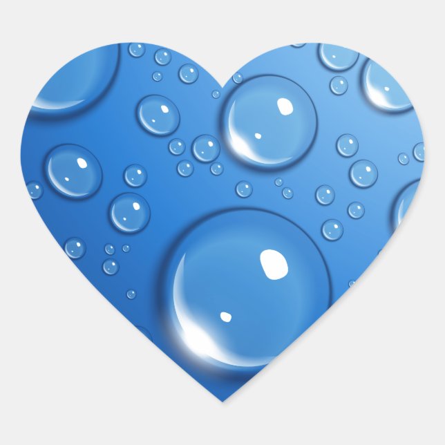 Pegatina En Forma De Corazón El agua cae en azul (Anverso)
