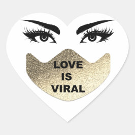 Pegatina En Forma De Corazón El amor es Chica viral Coronavirus Coronavirus Oro