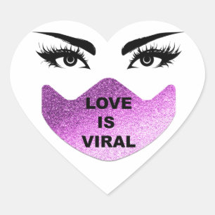 Pegatina En Forma De Corazón El amor es Chica viral Coronavirus Girly