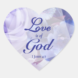 Pegatina En Forma De Corazón El amor es de Dios Florales Violeta Azul