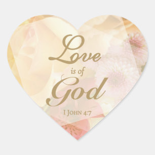 Pegatina En Forma De Corazón El amor es de Dios Rosa Amarilla Pálida