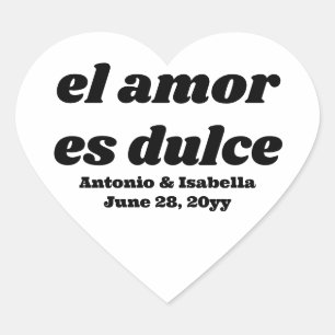 Pegatina En Forma De Corazón El amor es dulce boda en la recepción