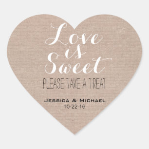 Pegatina En Forma De Corazón El amor es favor de encargo dulce del boda de la