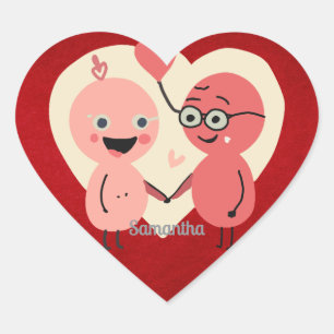 Pegatina En Forma De Corazón El amor retro Minimalista divertido