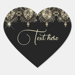 Pegatina En Forma De Corazón El brillo de encaje negro y dorado se ve elegante