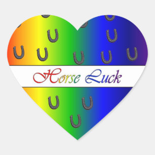 Pegatina En Forma De Corazón El caballo del color del arco iris de la suerte