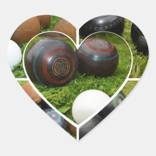 Pegatina En Forma De Corazón El corazón de los bowling en césped: un Collage de