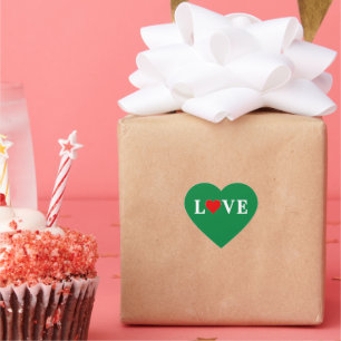 Pegatina En Forma De Corazón El corazón del amor verde retro elegante