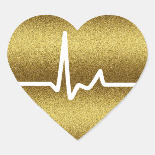 Pegatina En Forma De Corazón El corazón del Purpurina dorado late