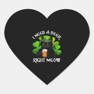 Pegatina En Forma De Corazón El Día De La Cerveza De Beber De Gato Negro Para L