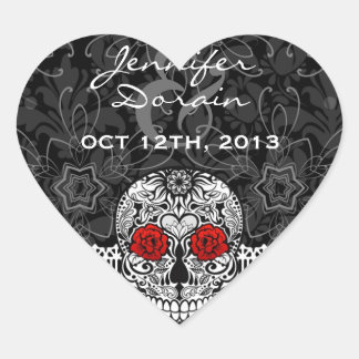 Pegatina En Forma De Corazón El Día de los Muertos del Azúcar en Lace, salva la