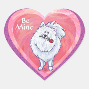 Pegatina En Forma De Corazón El día de San Valentín blanco de Pomeranian