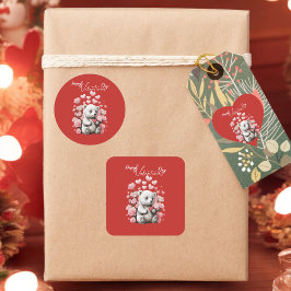 Pegatina En Forma De Corazón El día de San Valentín con Oso Teddy rico