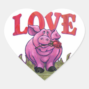 Pegatina En Forma De Corazón El día de San Valentín de cerdo