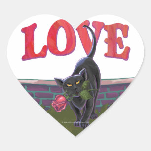 Pegatina En Forma De Corazón El día de San Valentín del gato negro