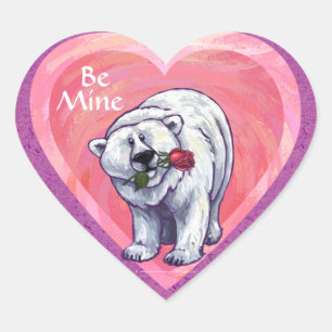 Pegatina En Forma De Corazón El día de San Valentín del oso polar