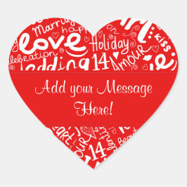 Pegatina En Forma De Corazón El día de San Valentín Multi Word Art - Personaliz