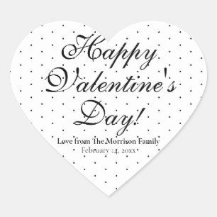 Pegatina En Forma De Corazón El día de San Valentín personalizado de polka blan