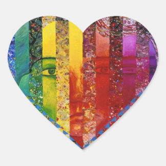 Pegatina En Forma De Corazón El enigma I - Abstracta diosa de una mujer arcoiri