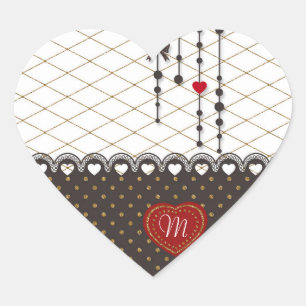 Pegatina En Forma De Corazón El falso purpurina del oro del cordón de moda