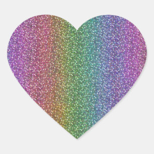 Pegatina En Forma De Corazón El falso purpurina fino chispea arco iris