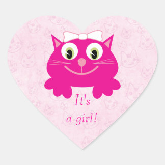 Pegatina En Forma De Corazón El Gato Personalizado Rosa Cute Es Un Recién nacid