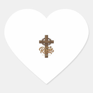 Pegatina En Forma De Corazón Él ha resucitado Cruz Corona de Espinas Camiseta C