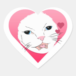 Pegatina En Forma De Corazón El Ilustracion del corazón del gato de San Valentí
