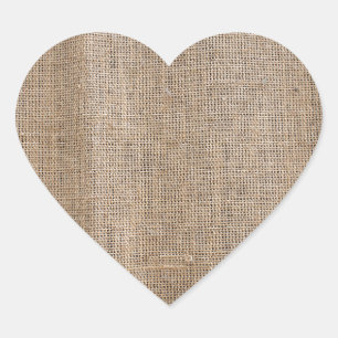 Pegatina En Forma De Corazón El lienzo de la textura de burlap