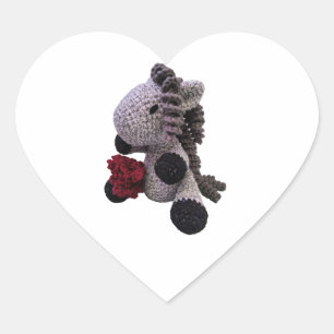 Pegatina En Forma De Corazón ¡El magnífico Amigurumi Crocheted Horse Heart Pega