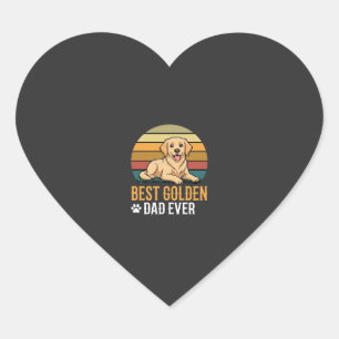 Pegatina En Forma De Corazón El mejor papá de Golden Retriever Retro Perro