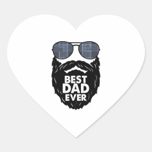 Pegatina En Forma De Corazón El mejor papá nunca barba barba gafas de sol papá
