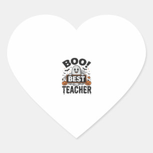 Pegatina En Forma De Corazón El Mejor Profesor Boo Diseño Vintage de Halloween_