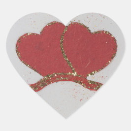 Pegatina En Forma De Corazón El oro del corazón rojo destella a Valentine