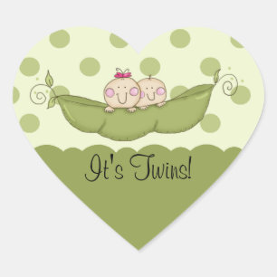 Pegatina En Forma De Corazón El pequeño bebé dulce del guisante hermana al