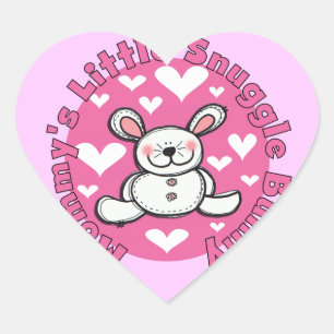 Pegatina En Forma De Corazón El pequeño conejito de la acurrucada de mamá