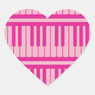 Pegatina En Forma De Corazón El piano cierra el modelo magenta rosado