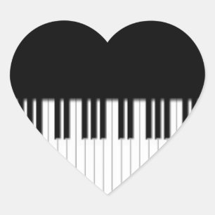 Pegatina En Forma De Corazón El piano cierra negro y blanco