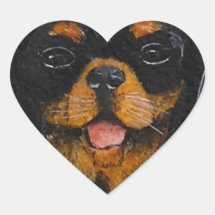 Pegatina En Forma De Corazón El rey Charles Cavalier español negro y bronceado