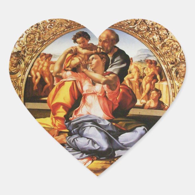 Pegatina En Forma De Corazón El Sagrado Corazón Familiar (Anverso)