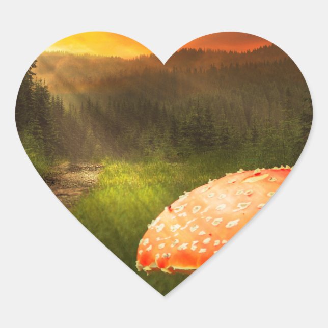 Pegatina En Forma De Corazón El Sol Otoño. (Anverso)